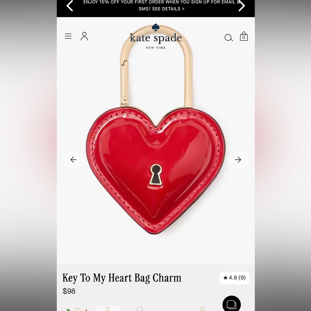 NWT Key To My Heart Bag Charm